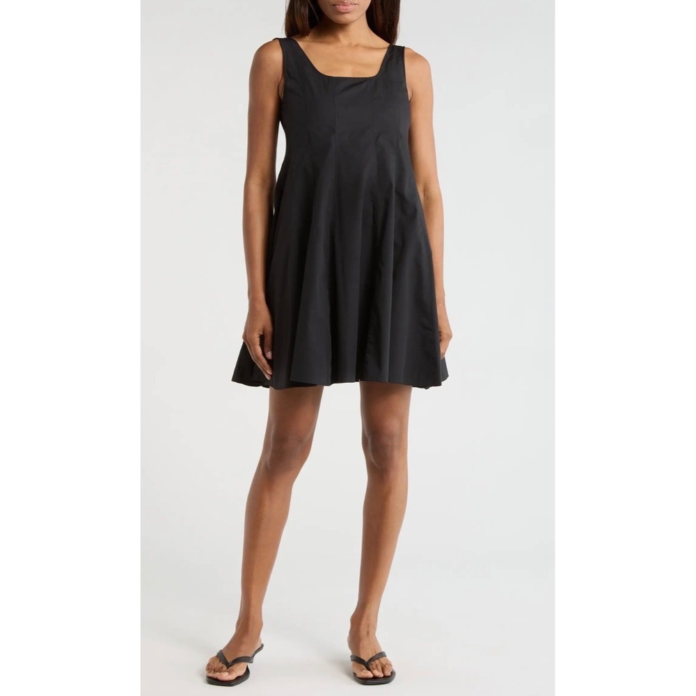 Theory Black Sleek Poplin 3 SL Seam Flare Dress Size 2 Q0205632 New
